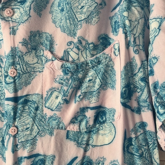 5 for $25! Men’s H&M SpongeBob Button-down Collar Blue/Light Pink Size M. - Picture 5 of 9